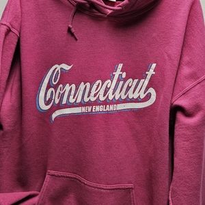 Connecticut New England pink hoodie sweatshirt ~ mens/unisex large